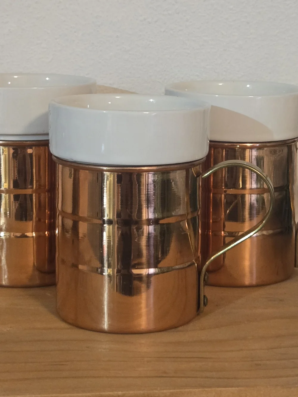 Vintage Ceramic & Copper Mug with Brass Handle - Home Dining Drinkware